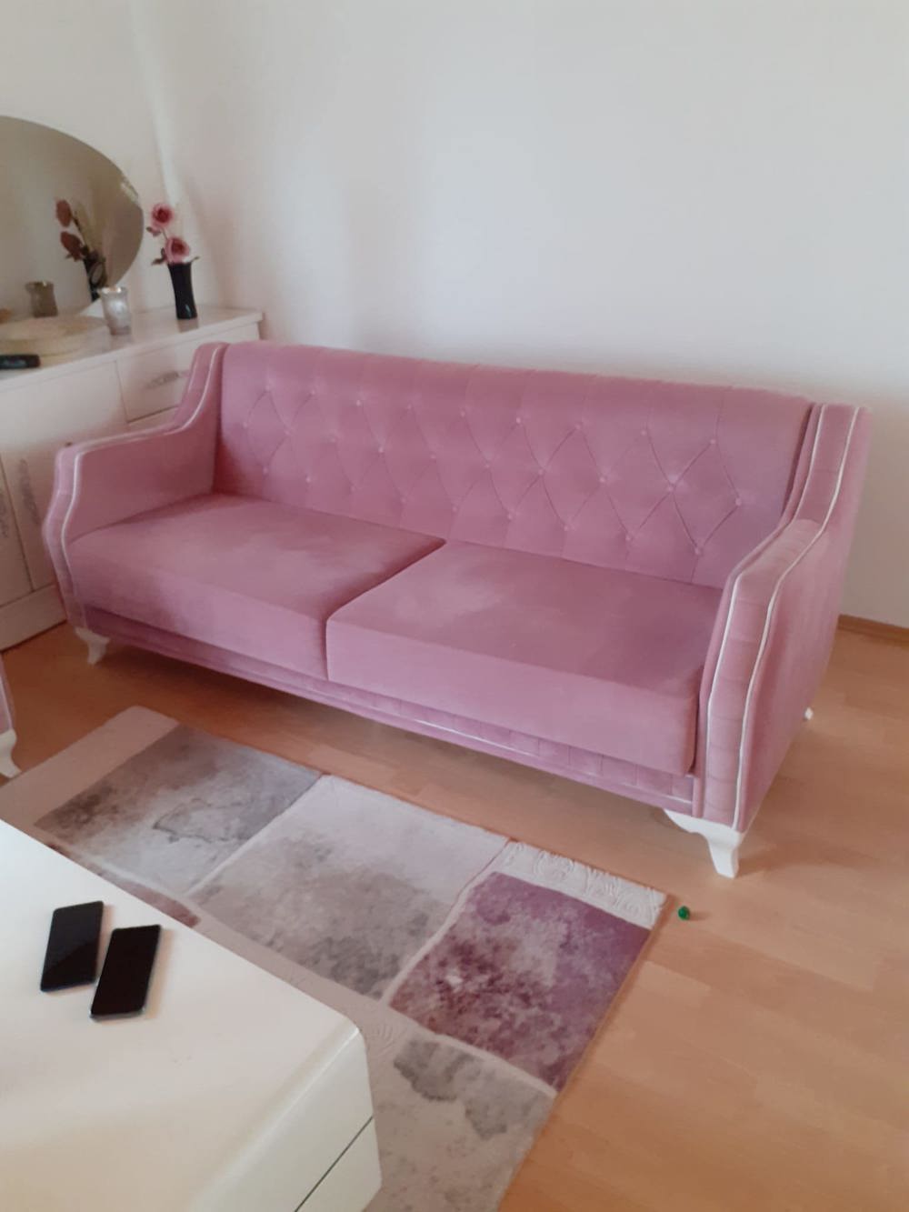 3er Couch   Schlafcouch in alt Rosa   Rose L 2,07m, B 0,71m.