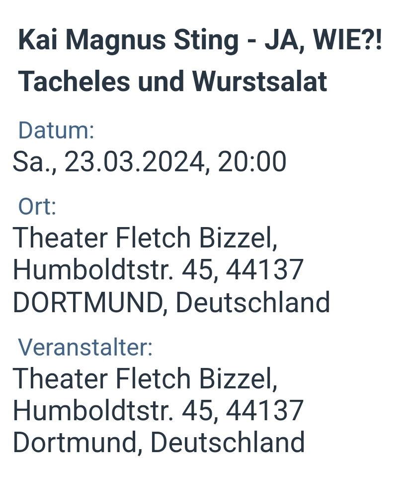 2x Kai Magnus Sting Karten in Dortmund 
