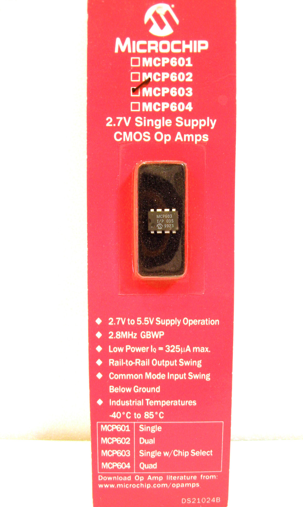 1 Stück - Microchip - MCP603 - 2.7V Single Supply CMOS Op Amps - Neu + OVP