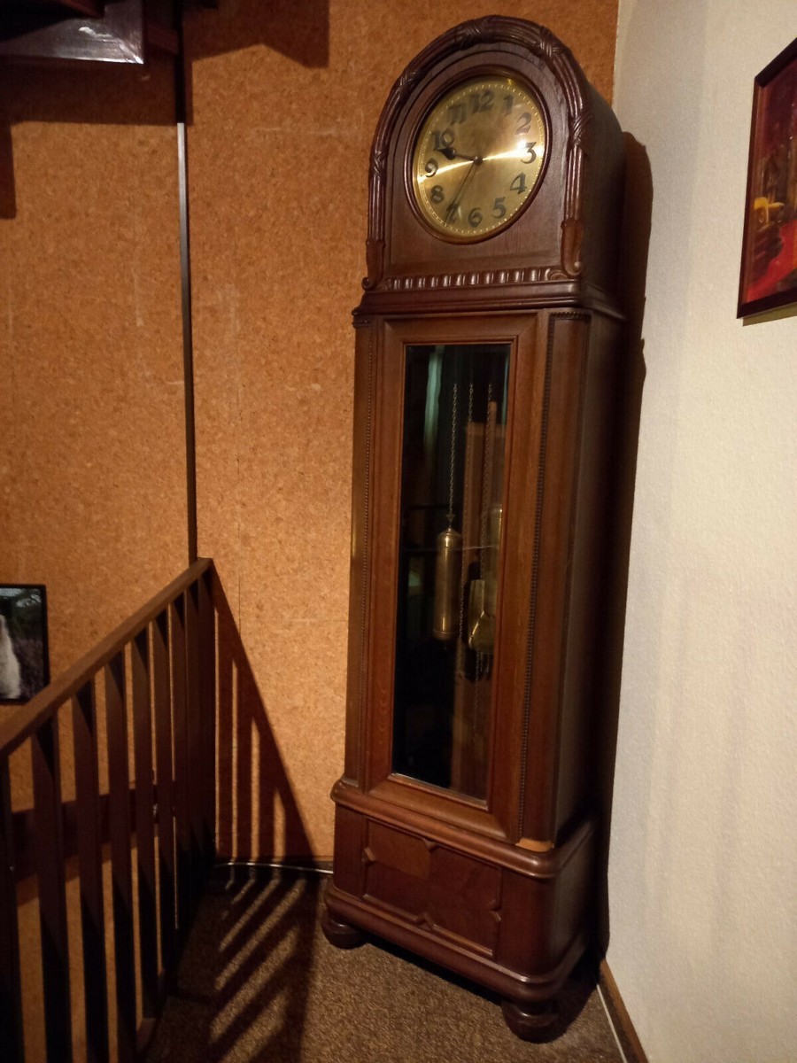 Antike Standuhr - Sekunden-Pendeluhr massiv Eiche vor 1900