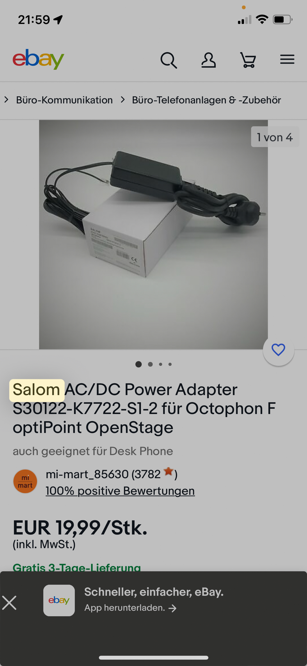 Salom AC DC Adapter für Octophon Open Stage etc