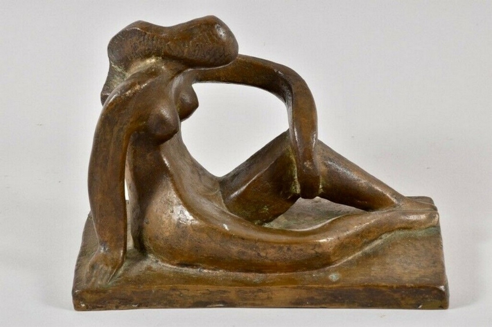 Bronze Figur, sitzender Frauenakt, sign., Joel Martel (1896-1966)