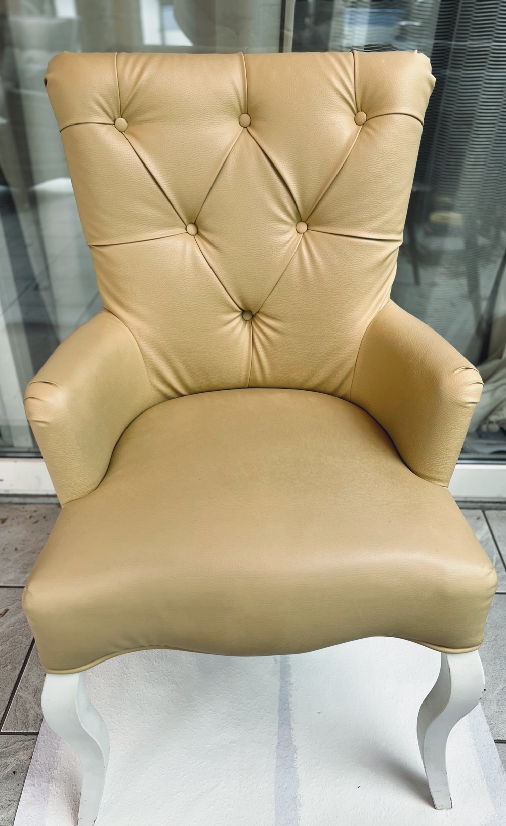 Stühle 4 Stück beige Leder