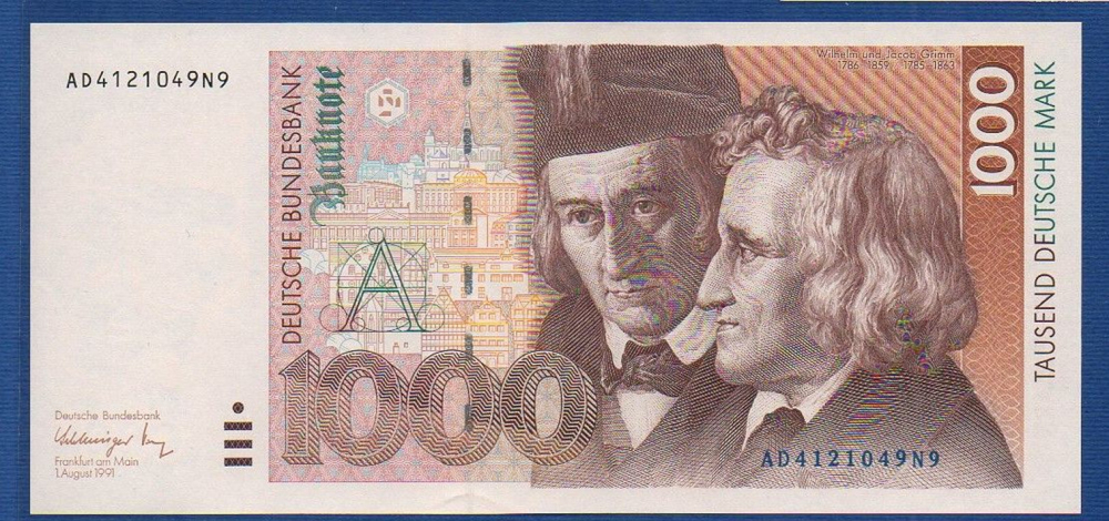 1000 Deutsche Mark DMark DM Schein Banknote