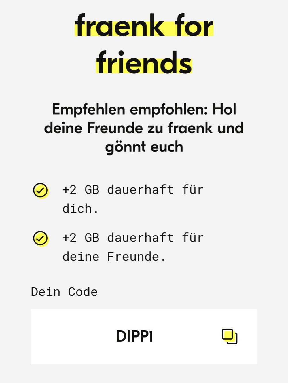 Fraenk Mobilfunk + 2 GB Datenvolumen Gratis Freundecode