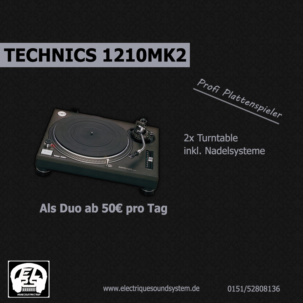 [VERMIETUNG] Plattenspieler Set Turntabel 2x Technics 1210er MK2  MK5