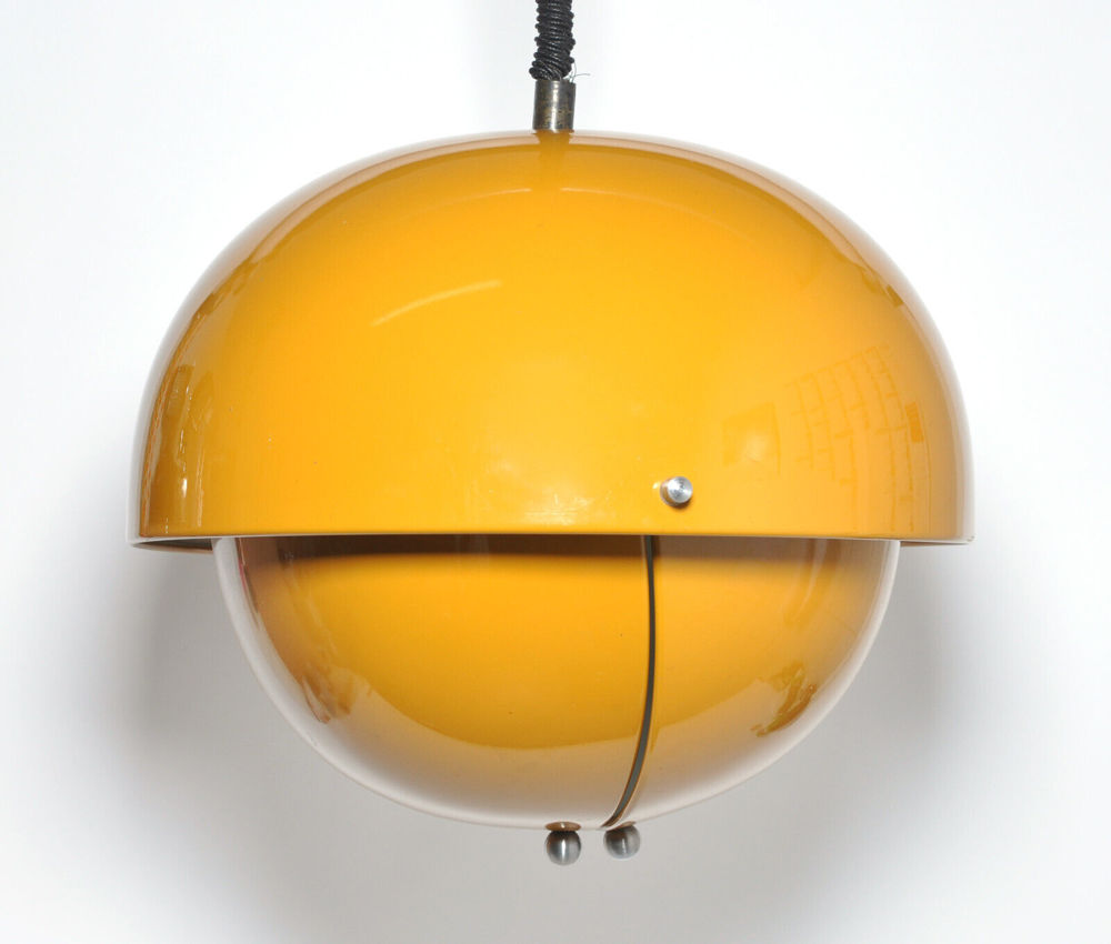Orange Gelbe Designer Brevettato KugelPendelleuchte 70er Space Age Colani Stil