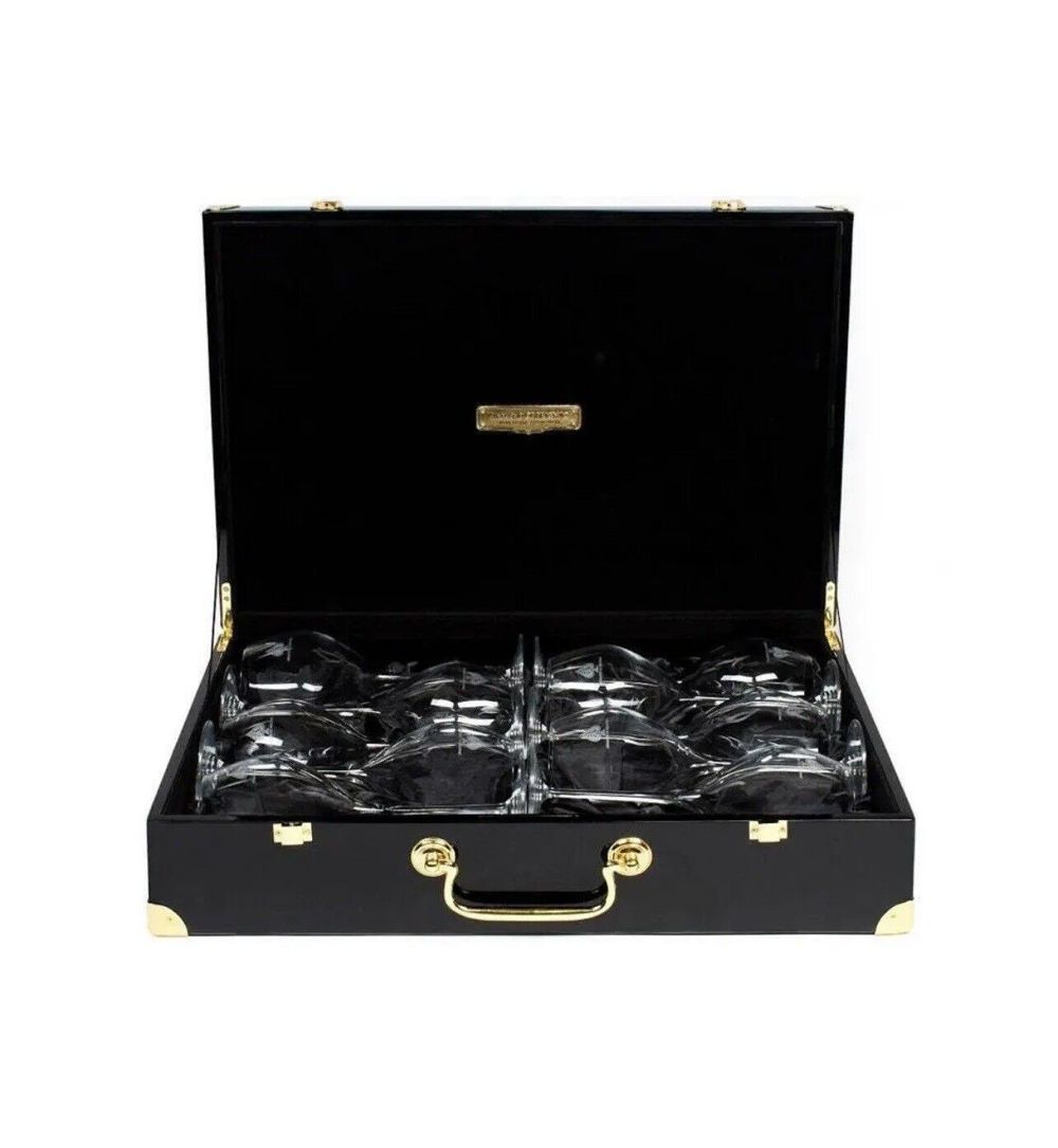 ARMAND DE BRIGNAC X10 Glasses With Presentation Case. Rare Champagne Flutes.