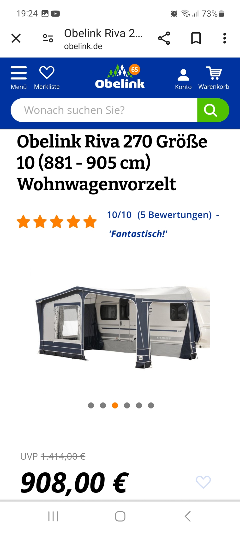 obelink Riva 270 Wohnwagenvorzelt