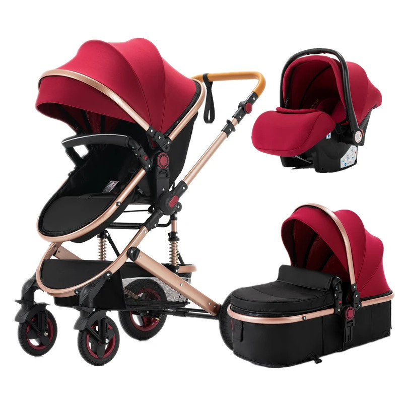 Kinderwagen Buggy Babyschale 3 in 1 Reisebuggy Kombi Faltbar Neugeborene & Kleinkinder Rot