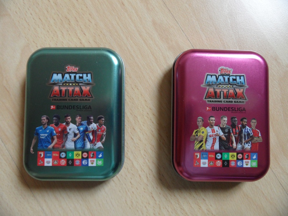 Match Attax Karten tin box Blechdosen für Sammelkarten leer 2 Stück Bundesliga