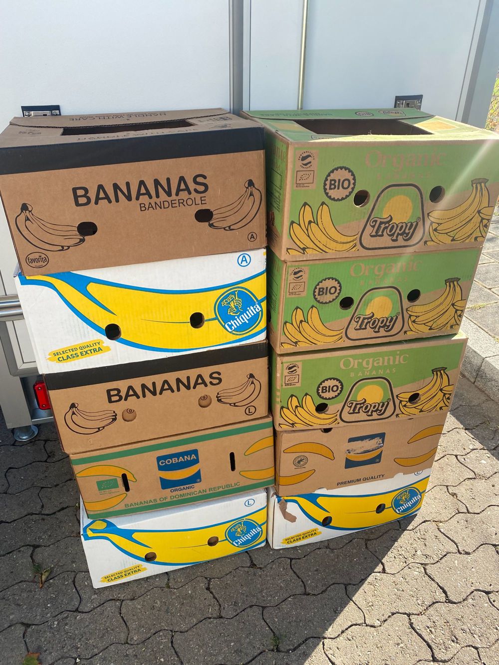 10x Bananen Umzugskartons mit Deckel + Einlage, sehr sauber, Umzug, Transport, Haus, Wohnung