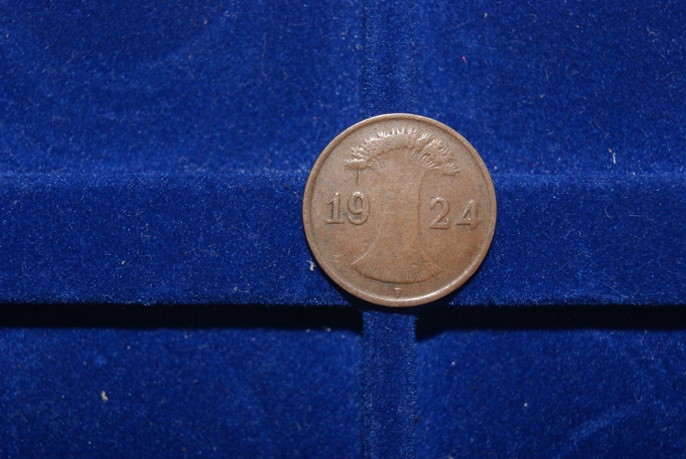 1 Pfennig Deutsches Reich, 1924 E, sehr selten
