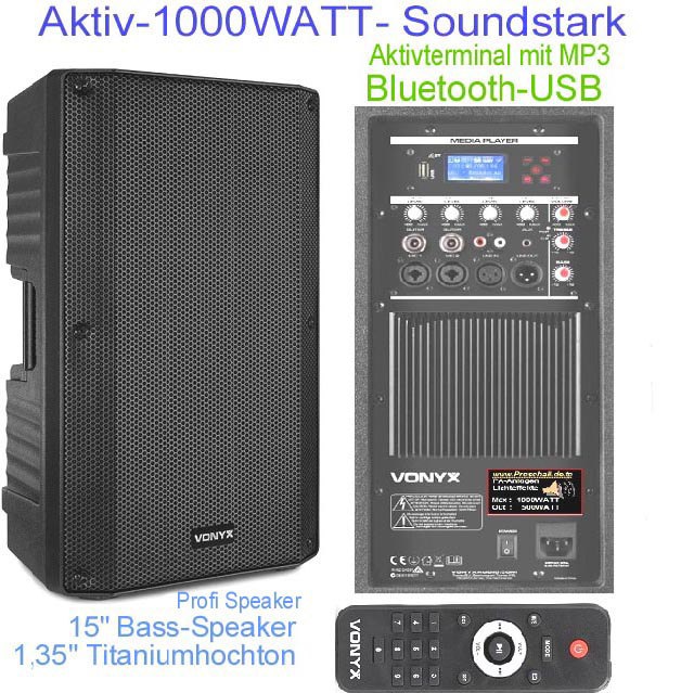 Aktive 1000WATT Box mehrere Lieferbar, PA-DJ-Karaoke, Bluetooth-USB-Fernbedienung