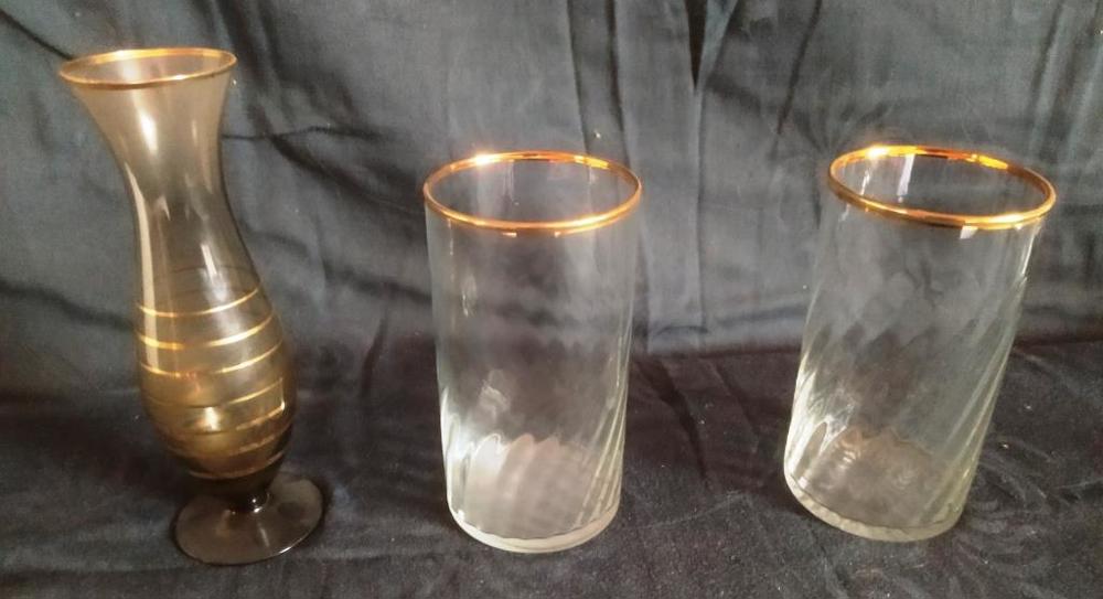 Haushaltauflösung: Vasen Glas Goldrand
