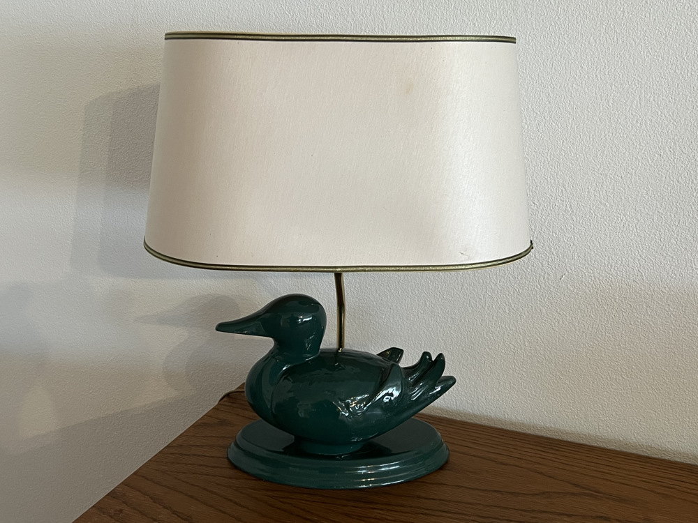 Vintage Design Tischlampe Tischleuchte  Ente  mit Lampenschirm
