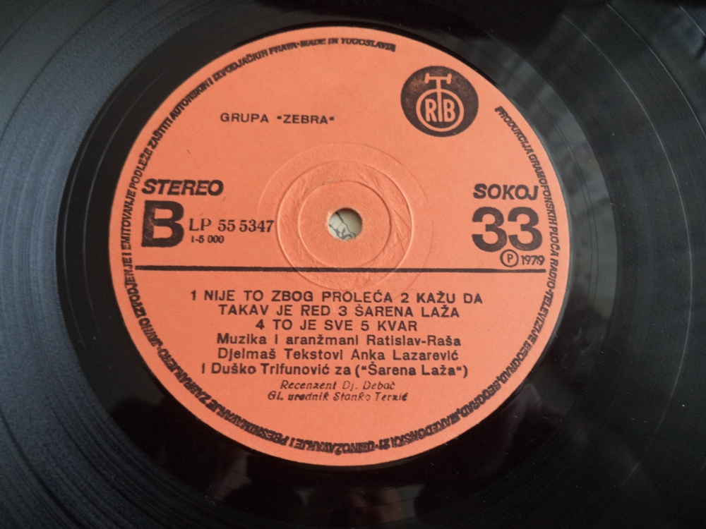 Schallplatten aus Jugoslawien Grupa "Zebra" 1979 SOKOJ 33 LP 555347 RTB,        in sehr gutem Zustan