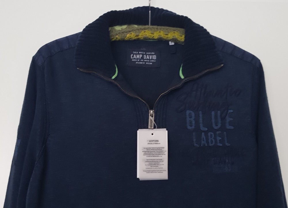 CAMP DAVID Pullover Herrenpullover Blue Navy Größe S Neu