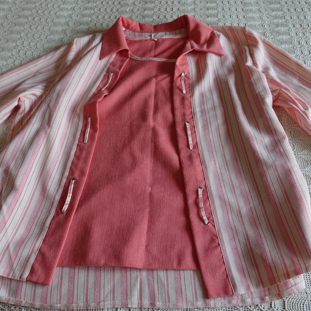 Damen Set - 2-Teiler mit Leinenanteil, Bluse und Top, 3 4 Arm-Bluse, Blusenjacke, Top, Gr. XL ca. 48
