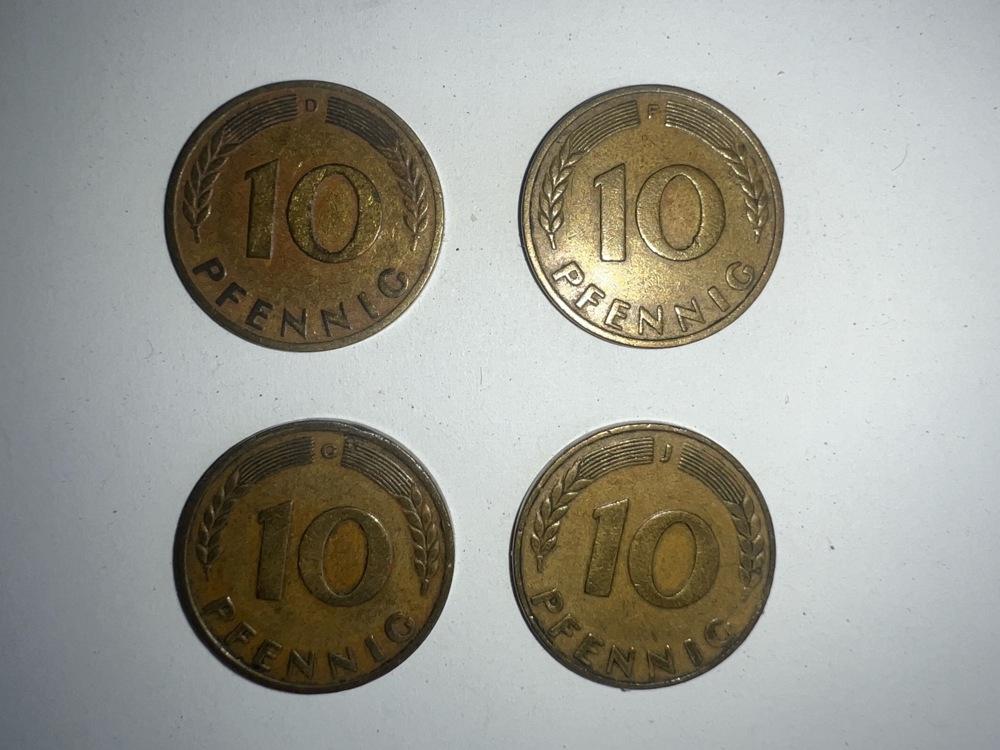 4 x 10 Pfennig Kursmünzen Bank Deutscher Länder von 1949