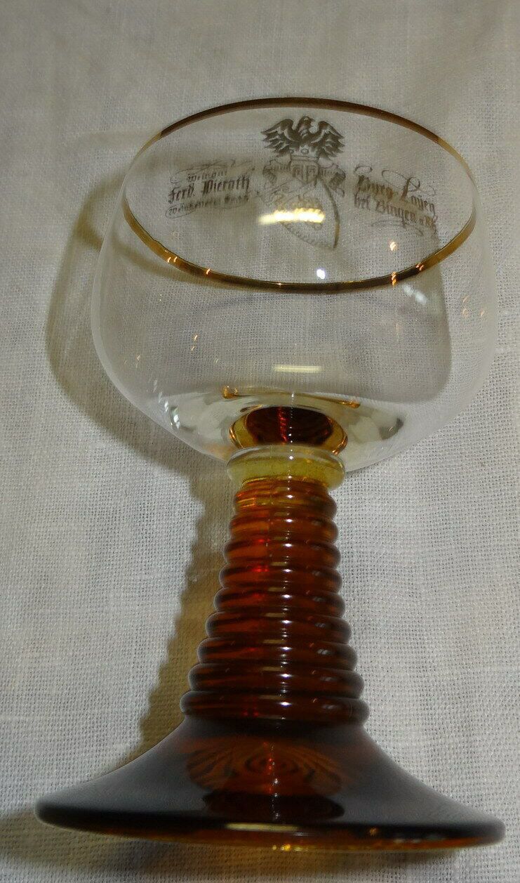 HP Weinglas Trinkglas Römer 0,1l Weingut Ferd. Piroth Burg Layen Goldrand einwandfrei erhalten