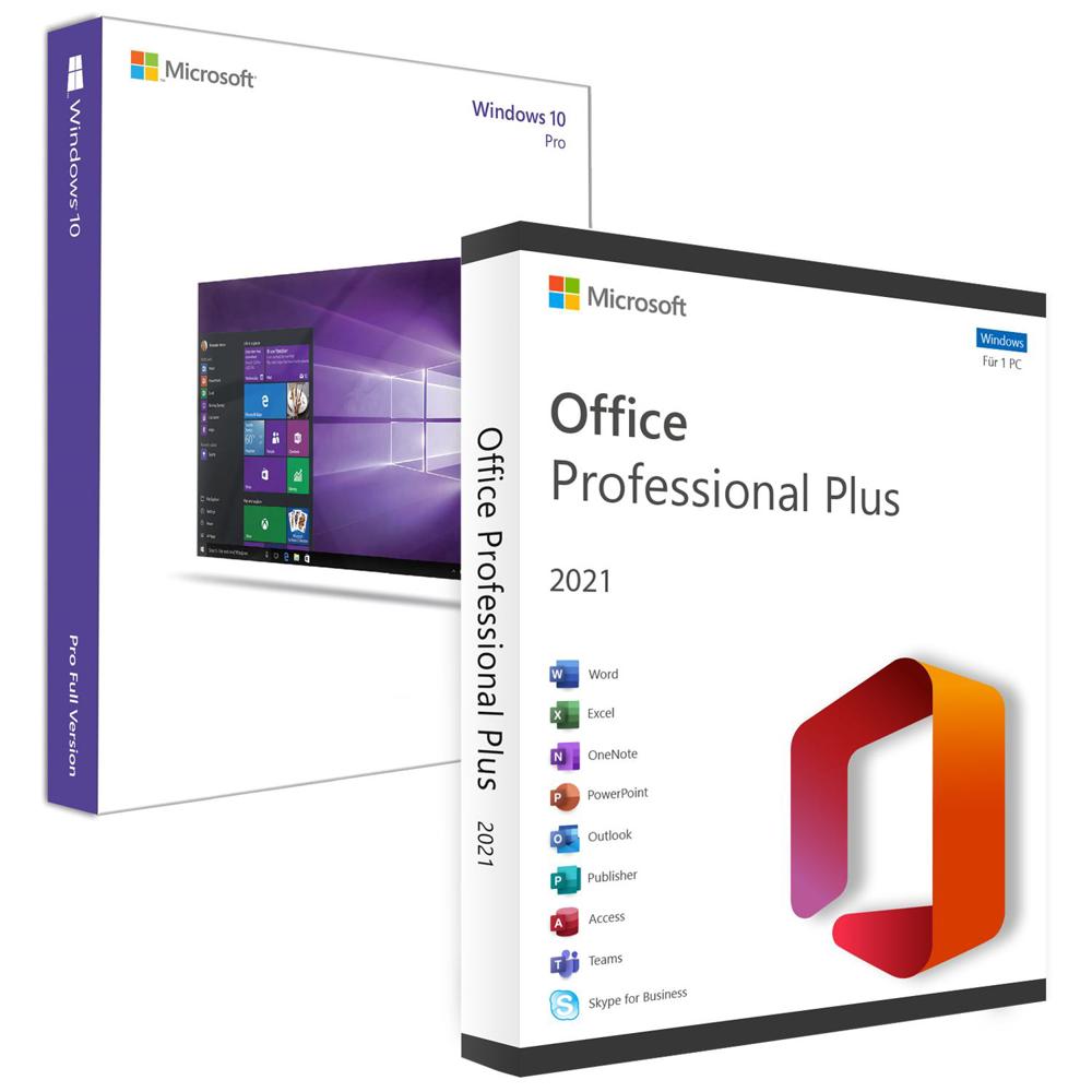 Microsoft Office 2021 Professional Plus + Windows 10 Pro  Vollversion 