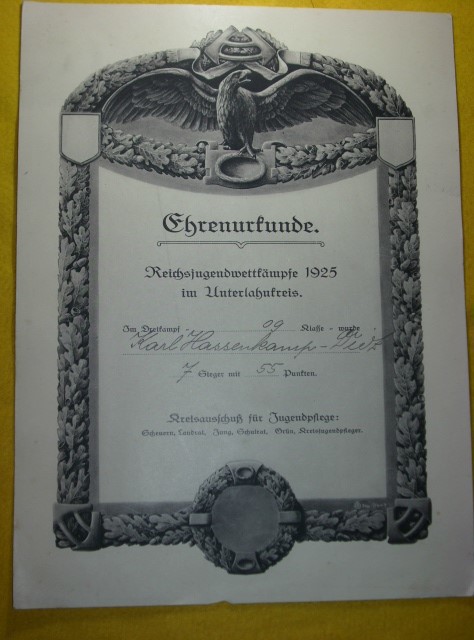 Ehrenurkunde 1925 