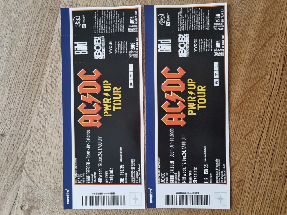 ANGEBOT 2x Ticket ACDC AC DC PWR UP Tour Dresden 19.06.2024 Stehplätze 85,- EURO gespart!!