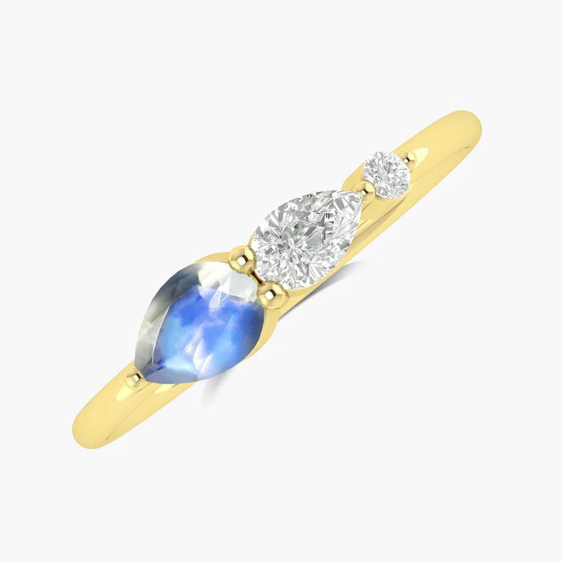  Kaufen Sie den Ring mit weißem Regenbogenmondstein online bei Goodstone Jewels
