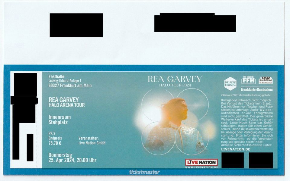 Rea Garvey Ticket Frankfurt 25.04.2024, Stehplatz