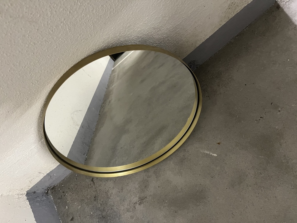 Runder Spiegel, gold, 40cm
