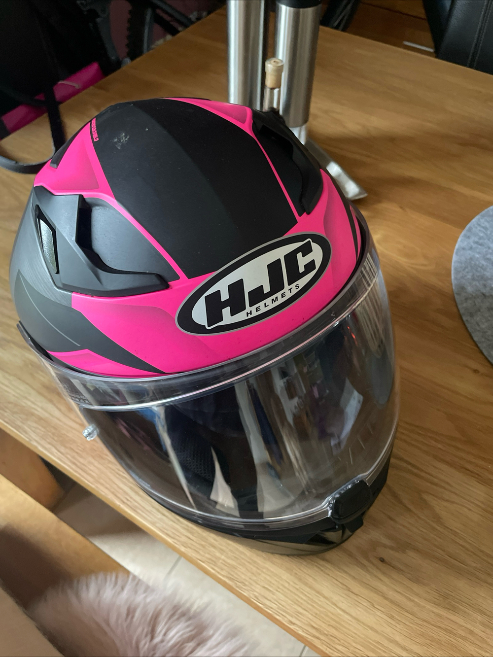 Hjc Motorrad Helm Gr M schwarz  pink