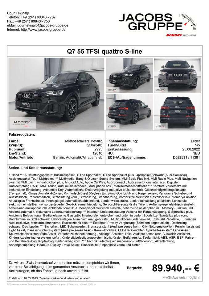 Audi Q7 Q7 55 TFSI quattro tiptronic S line