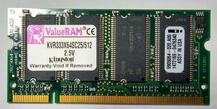 Kingston 512MB RAM Laptop Speicher, KVR333X64SC25 512, DDR1, 333 MHz, SO-DIMM