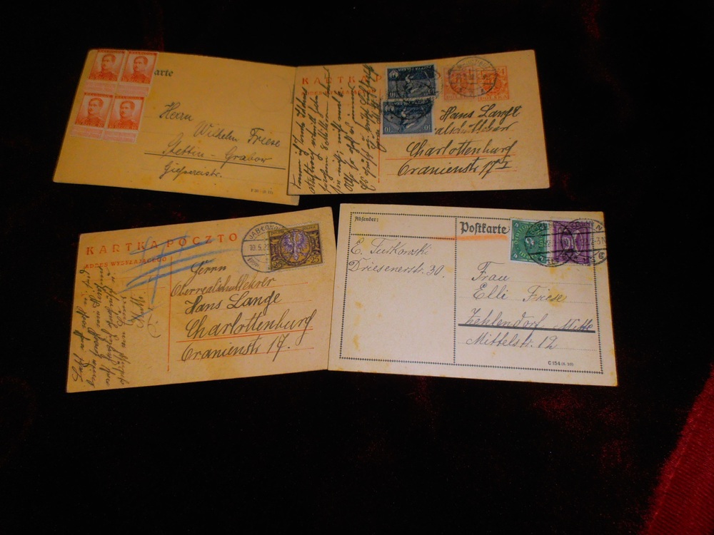 4 Postkarten 1922 Polzka Belgie