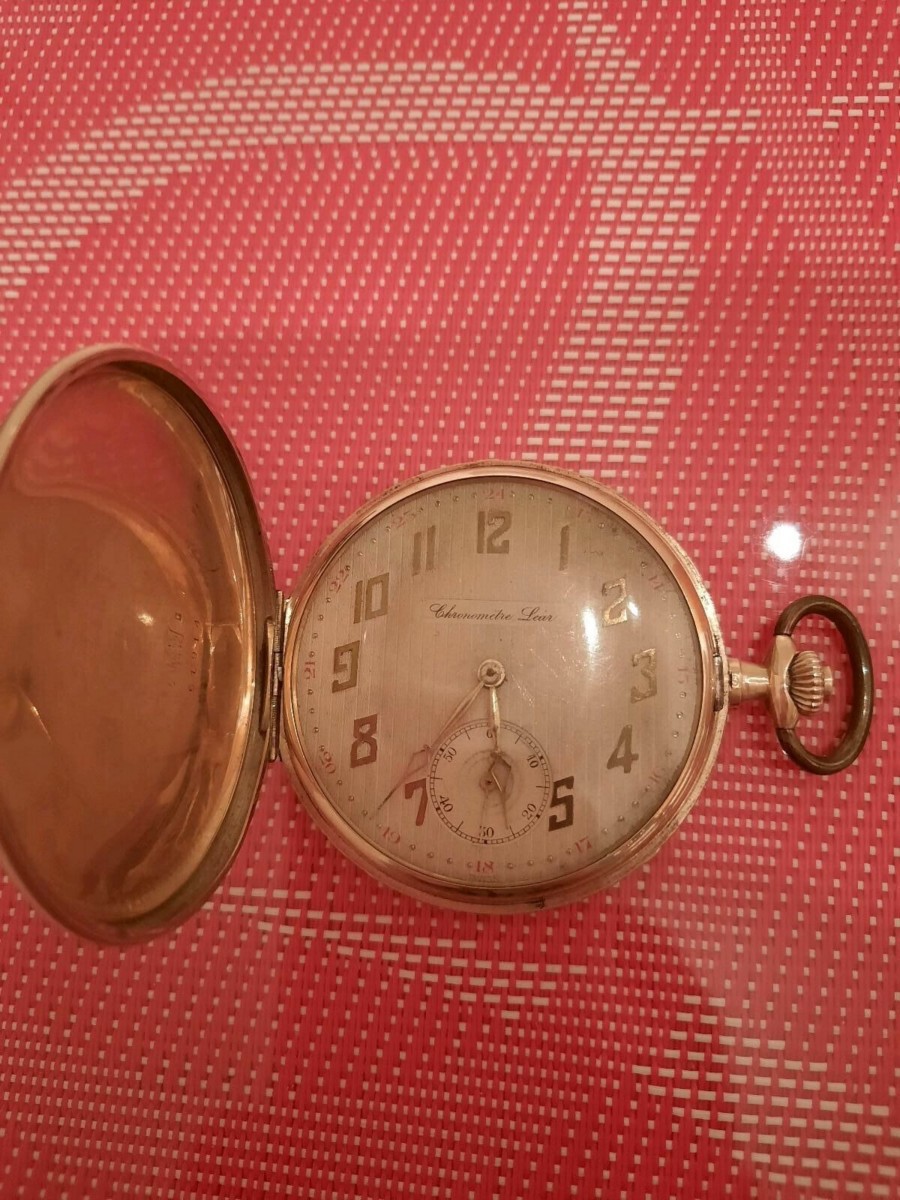 Taschenuhr 14K 585 Gold Chronometre Lear Sprungdeckel Erbstück Nr. 3