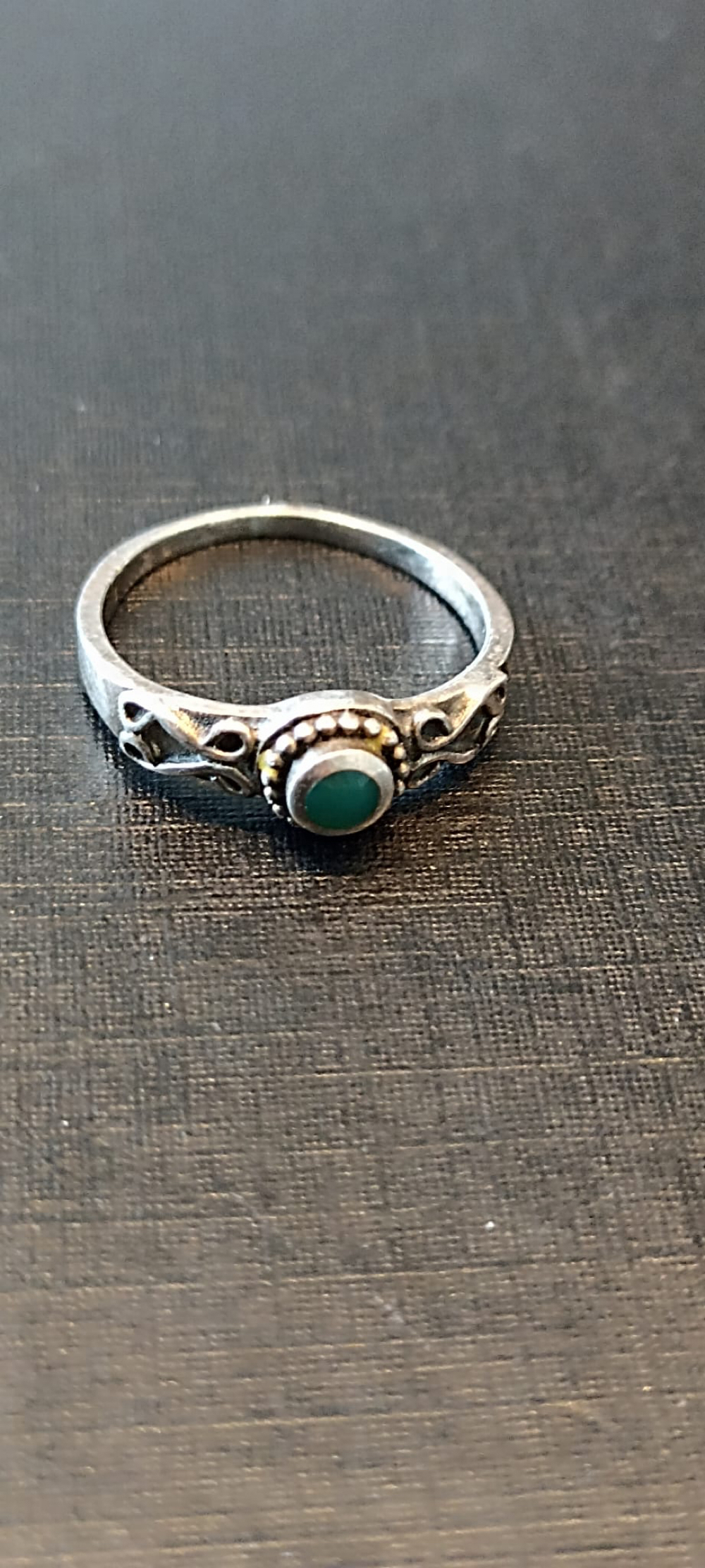 825 Silber-Antik-grüner Stein-Ring