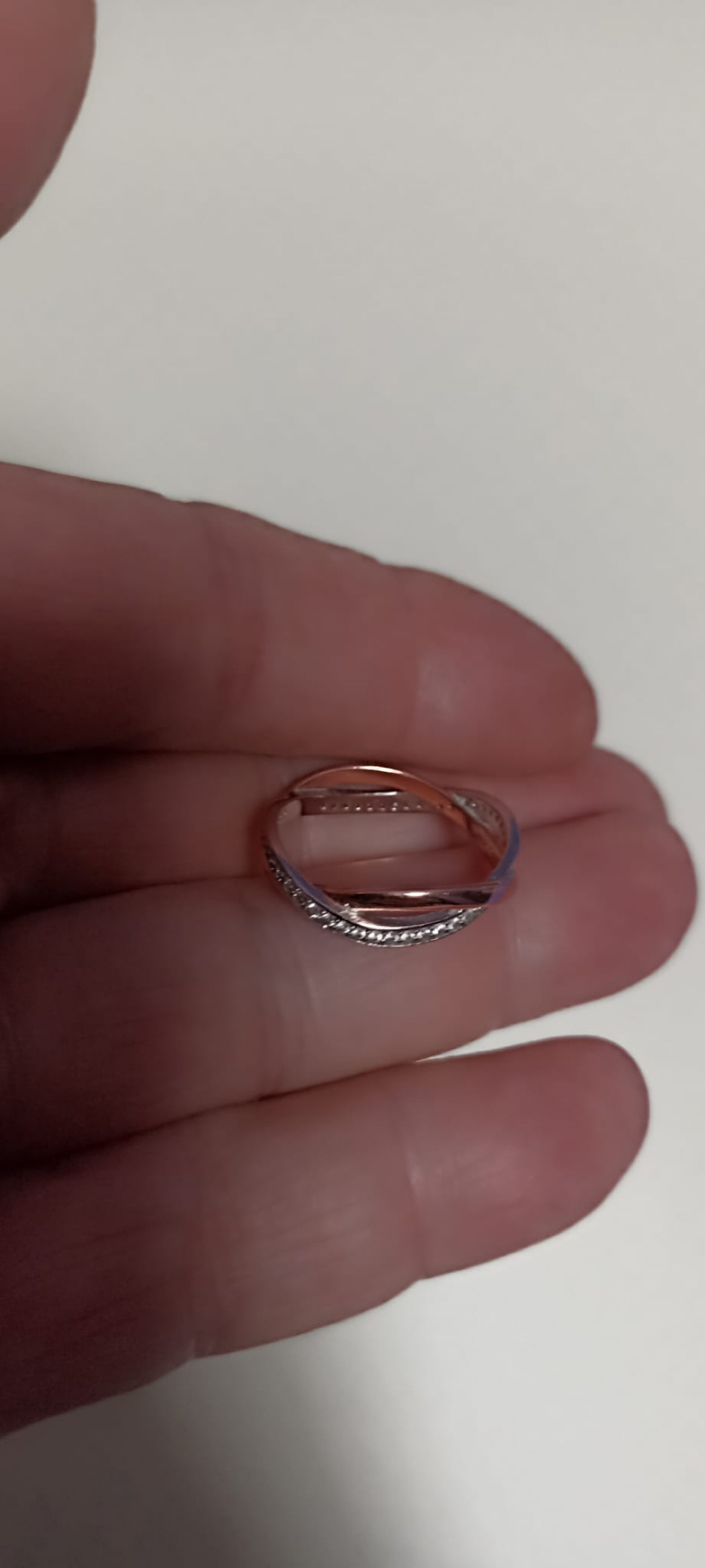 925 Silber-funkelnde Zirkonia-Bicolor Rosé-Ring-Top Zustand