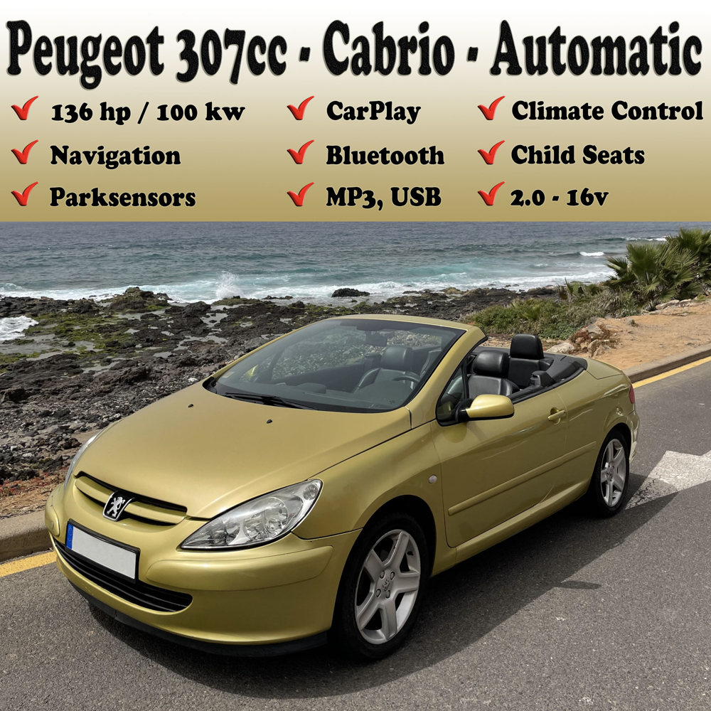 Teneriffa   Tenerife Auto Vermietung - Peugeot 307cc, Cabrio. Mieten - Mietwagen