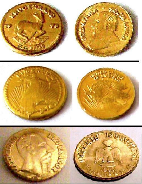 3 Medaillen - Krügerrand - Eagle - Maximilian - Fine Brass - Neu
