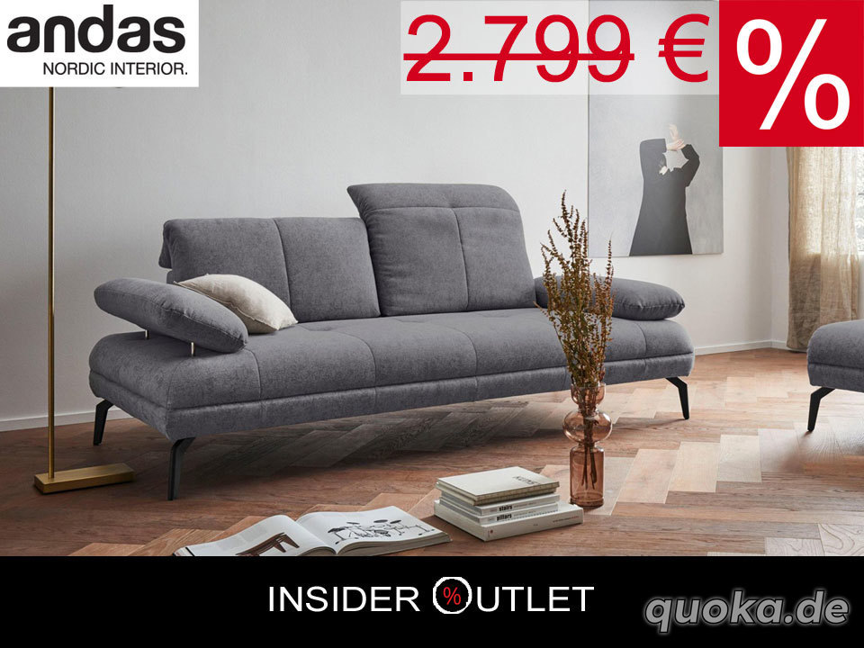 Designer Sofa 2-Sitzer 212 cm Grau Couch Stenlille andas