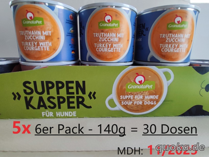 Granatapet Suppenkasper - Truthahn mit Zucchini - 5x 6er Pack je 140g - MDH 11 25 - Hunde Snacks