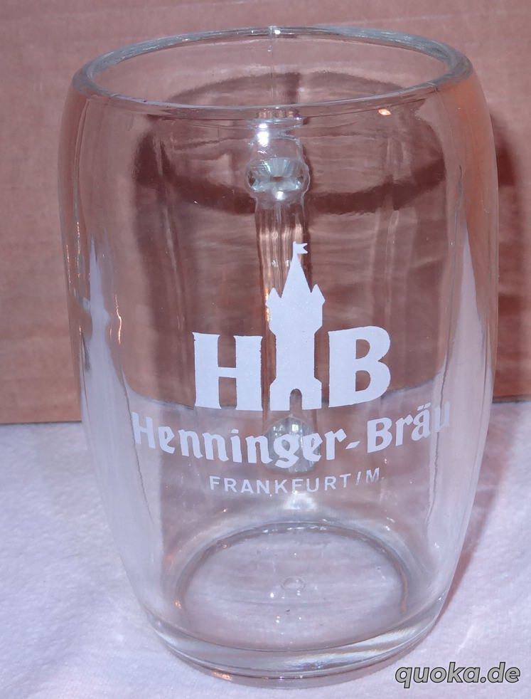 H Bierglas Henninger Bräu Frankfurt  M Bierseidel Trinkglas 0,4l alt gut erhalten Sammlerglas Gebrau