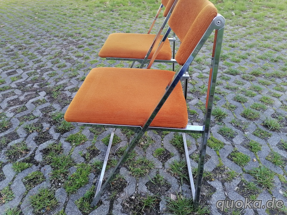 4 x Klappstuhl vintage Stühle cord  Chromgestell 70er 