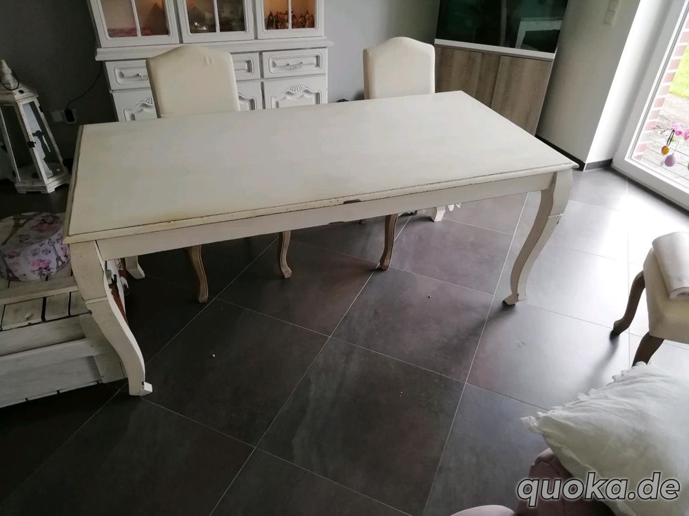 Esstisch Shabby Chic Holz Wohnzimmer Küche Möbel Tisch Weiß Vintage 180 cm 