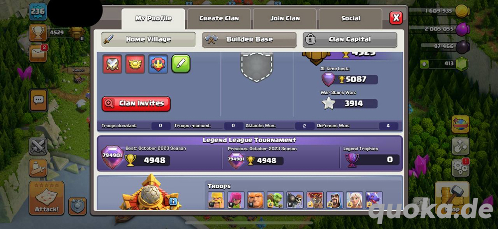 Rathaus 16, 2 Helden MAX, fast 4000 CW Sterne!, fast MAX Deff, Clash of Clans Account, COC