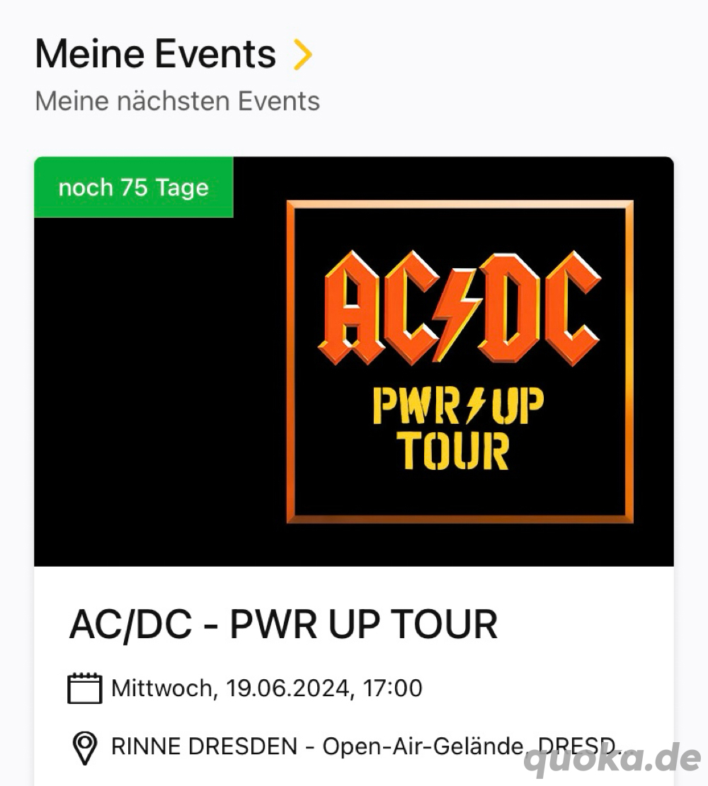 2 x Karten für AC DC in Dresden PWR UP TOUR 19. Juni Rinne-Dresden