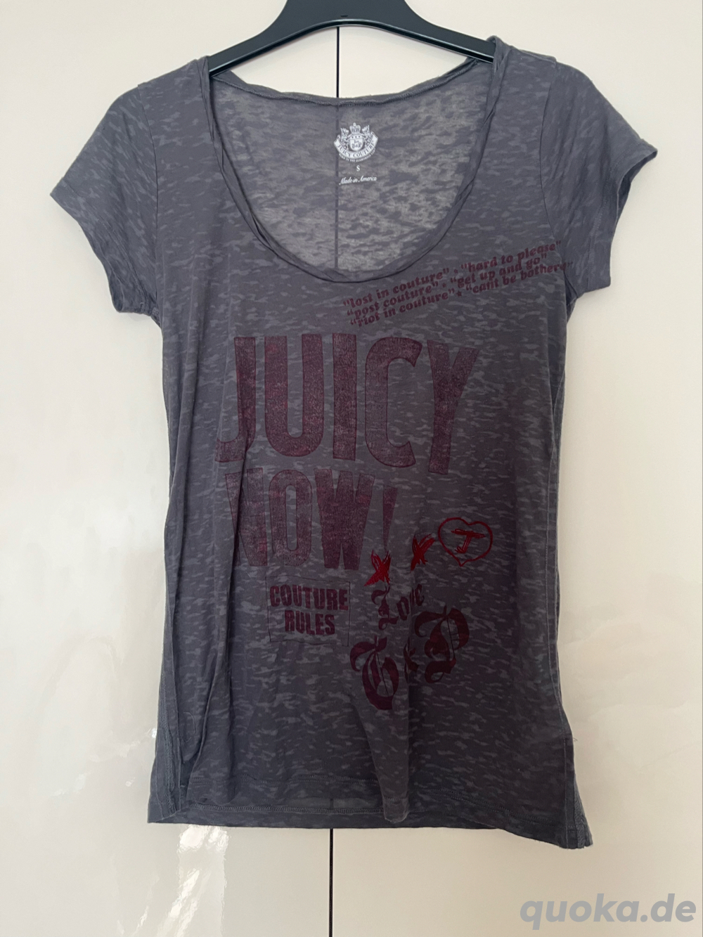 Damen T-Shirt Größe S von Juicy Couture grau rot made in America