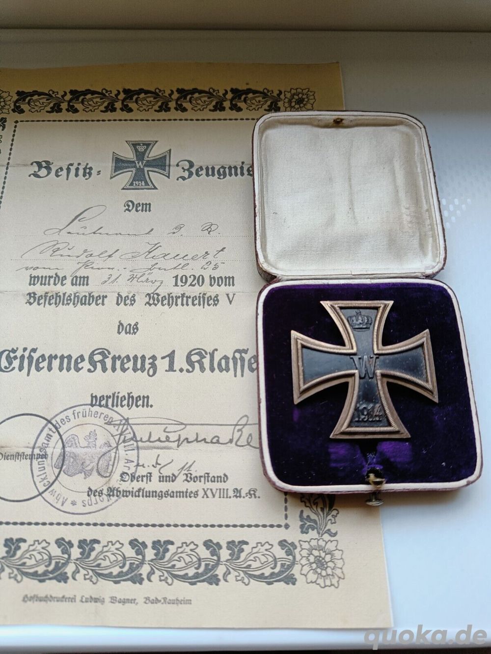 Eisernes Kreuz 1914 925 Silber im Etui Original