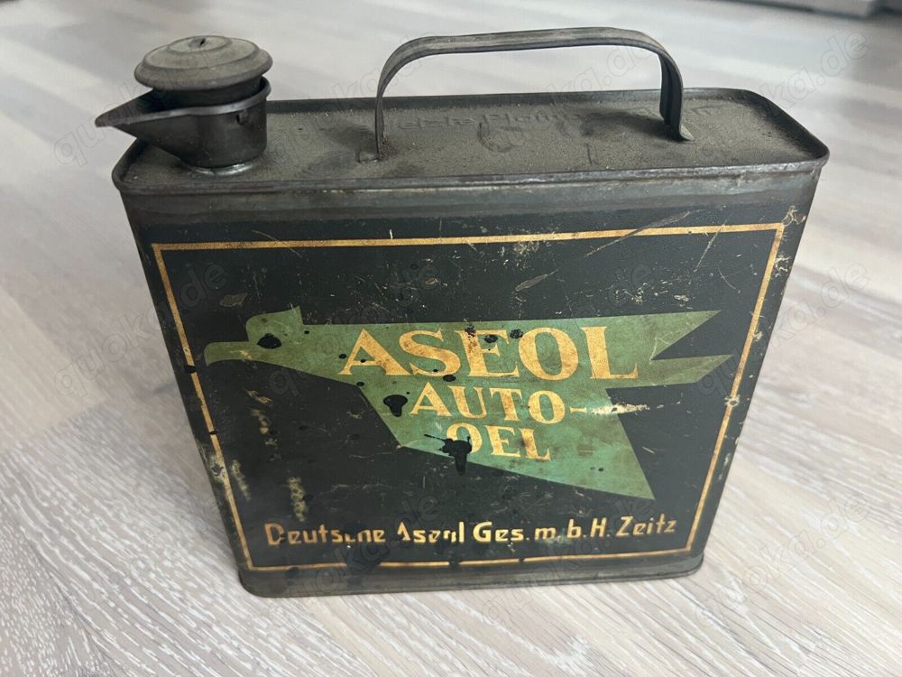  Oldtimer Blechdose Aseol Auto Oel, original aus den 30 er Jahren, Zeitz